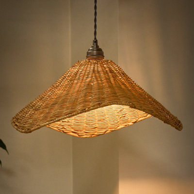 Dibor Traditional Roscoe Rattan Scalloped Easy Fit Decor Ceiling Shade H19 X D44Cm from B&Q