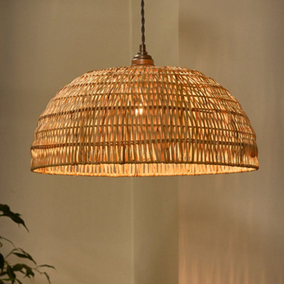 Dibor Traditional Roscoe Rattan Large Dome Easy Fit Decor Ceiling Shade H20 X D45Cm from B&Q
