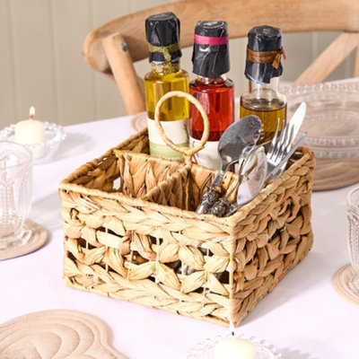 Dibor Traditional Style Water Hyacinth Indoor Storage Kitchen Cutlery Caddy Basket from B&Q