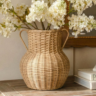 Dibor Traditional Rattan Pot Bellied Home Decor Flower Vase from B&Q