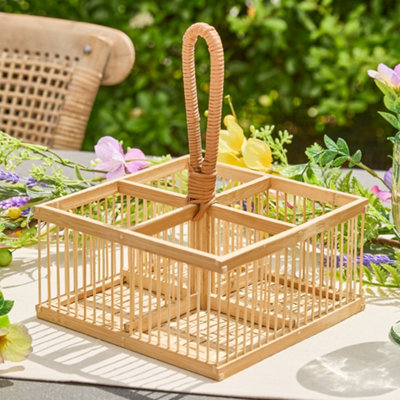 Dibor Traditional Style Bamboo Indoor Storage Kitchen Cutlery Caddy Basket from B&Q