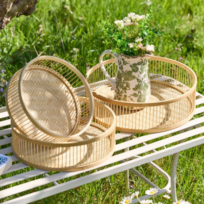 Dibor Set Of 3 Traditional Bamboo Nesting Decorative Trays from B&Q
