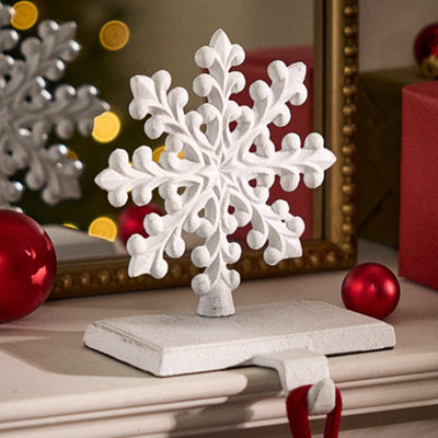 Dibor White Snowflake Decorative Stocking Hook Fireplace Stocking Holder Christmas Stocking Holder from B&Q