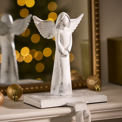 Dibor White Angel Decorative Stocking Hook Fireplace Stocking Holder Christmas Stocking Holder