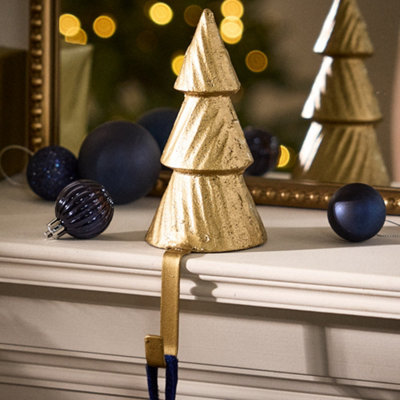 Dibor Gold Fir Tree Decorative Stocking Hook Fireplace Stocking Holder Christmas Stocking Holder from B&Q
