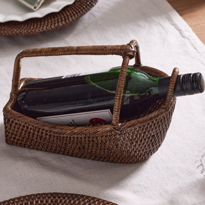Dibor Traditional Premium Rattan Bottle Caddy Bottle Holder from B&Q