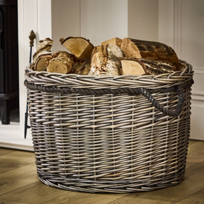 Dibor Traditional Grande Woven Firewood Fireplace Log Storage Basket from B&Q