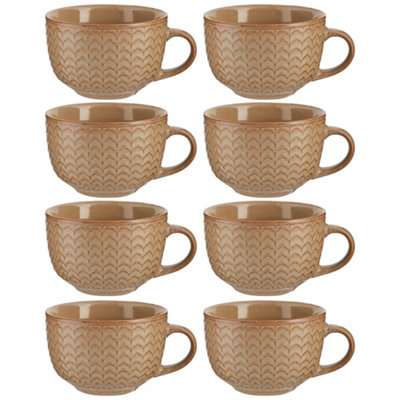 Dibor Set Of 8 Dark Brown Large Stoneware Cups Coffee Mugs from B&Q
