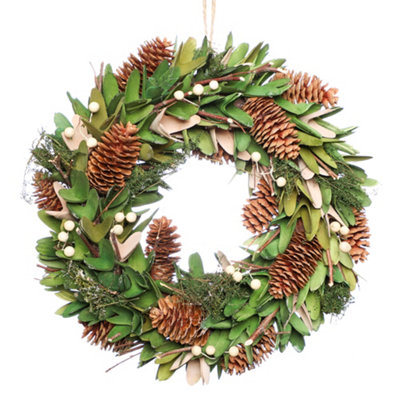 Dibor Traditional Forest Green Front Door Autumn Wreath Winter Spring Wreath 35Cm from B&Q