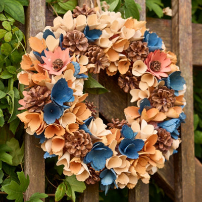 Dibor Traditional Harvest Floral Front Door Autumn Wreath Winter Spring Wreath 35Cm from B&Q