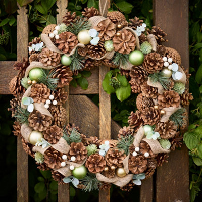 Dibor Traditional Giant Festive Foliage Front Door Autumn Wreath Winter Spring Wreath 50Cm from B&Q