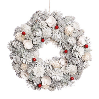 Dibor 30Cm Traditional Red Velvet Xmas Festive Decor Front Door Wreath Christmas Wreath from B&Q