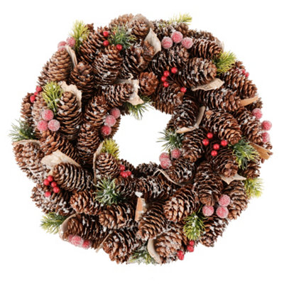 Dibor 36Cm Traditional Berries Xmas Festive Decor Front Door Autumn Wreath Christmas Wreath from B&Q