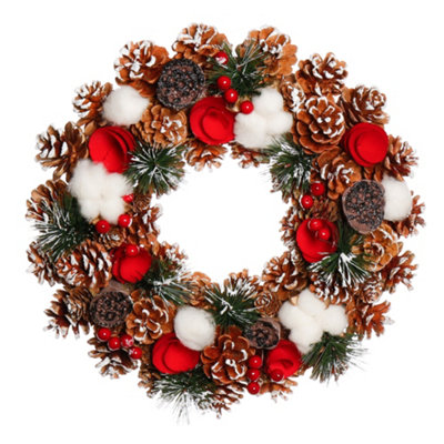 Dibor Traditional Pinecone And Roses Front Door Autumn Wreath Winter Spring Wreath 36Cm from B&Q