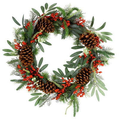 Dibor 50Cm Traditional Opulent Berry Winter Wreath from B&Q