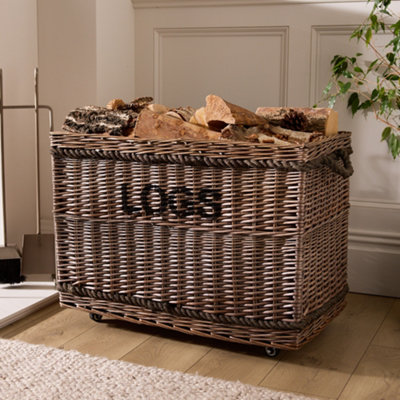 Dibor Traditional Extra Large Wheeled Firewood Log Basket from B&Q