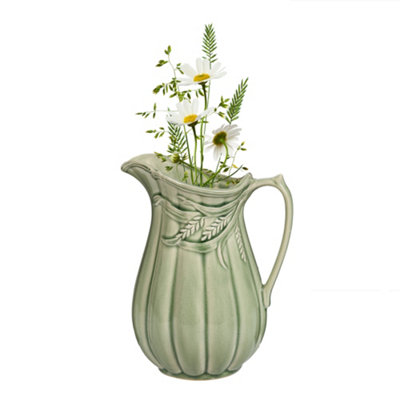 Dibor Traditional Green Ceramic Table Decor Flower Jug Pitcher H22 X Dia 18Cm from B&Q
