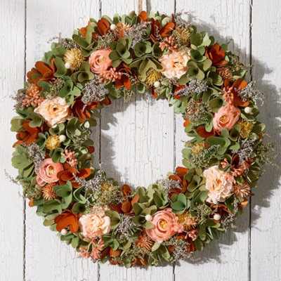Dibor Traditional Floral Summer Door Wreath Spring Wreath 38Cm from B&Q