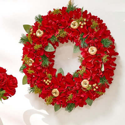 Dibor Traditional Red Festive Decor Autumn-Winter Front Door Wreath Christmas Wreath 38Cm from B&Q