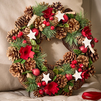 Dibor Traditional Starry Night Front Door Autumn Wreath Winter Spring Wreath 35Cm from B&Q