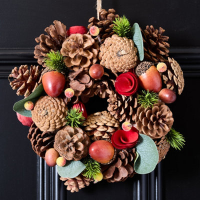 Dibor Traditional Woodland Treasures Front Door Autumn Wreath Winter Spring Wreath 26Cm from B&Q