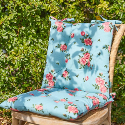 Dibor Unisex Blue Set Of 2 Floral Summer Outdoor Garden Chair Seat Pad Cushions W40 X L40cm | Size: 40 Cm X 40 Cm - Image 2