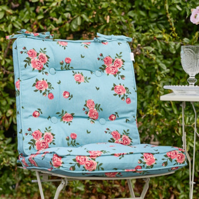 Dibor Unisex Blue Set Of 2 Floral Summer Outdoor Garden Chair Seat Pad Box Cushions W45 X L45cm | Size: 45 Cm X 45 Cm - Image 2