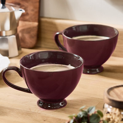 Dibor Set Of 2 Montmartre Large Malbec Red Ceramic Tea Cups Coffee Mugs H9.7Cm X Dia13.5Cm from B&Q