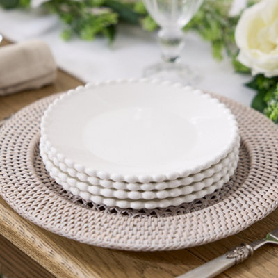 Dibor Set Of 4 Luxury Auvergne Beaded White Side Plates Dia. 20.4Cm from B&Q
