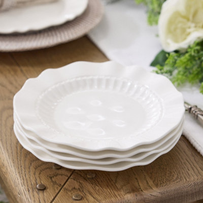Dibor - Side Plate Set - Rippled Effect - White - 4 Piece - Image 3
