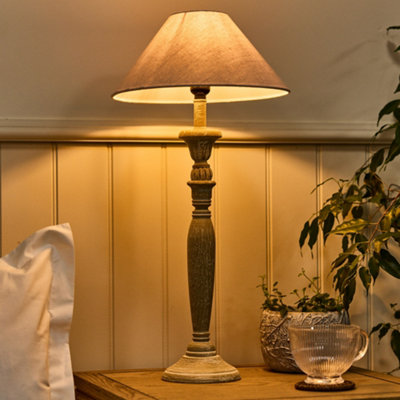 B&Q -  Traditional Style Grey Wash Candlestick Bedroom Living Room Bedside Table Lamp