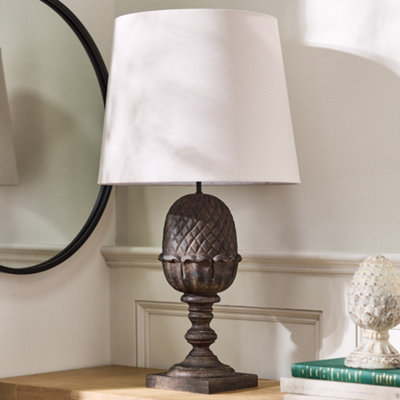 Dibor Vintage Style Brown Distressed Acorn Bedroom Living Room Bedside Table Lamp