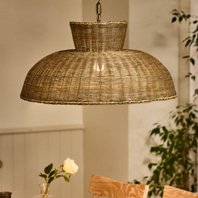 Dibor Traditional Style Round Rattan Disk Pendant Ceiling Light Shade from B&Q