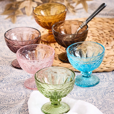 Dibor Set Of 6 Roselle Colorful Spring Summer Embossed Footed Desserts Bowls Wedding Decorations Ideas from B&Q