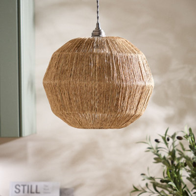 Dibor Round Ceiling Natural Home Decor Boho Seagrass Pendant Light Shade H30 X D36Cm from B&Q