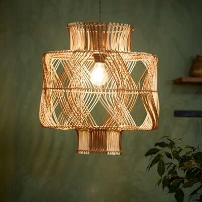 Dibor Two-Tone Woven Natural Home Décor Ceiling Light Shade H44 X D40Cm from B&Q