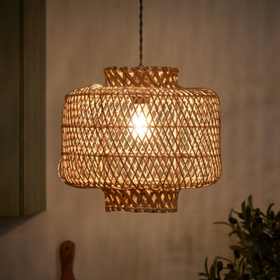 Dibor Boxed Diamond Woven Natural Home Décor Pendant Ceilling Light Shade H31 X D34Cm from B&Q
