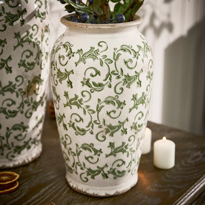 Dibor Vintage Luxury Irina Green Small Botanical Flower Urn Vase H29 X Dia16Cm from B&Q