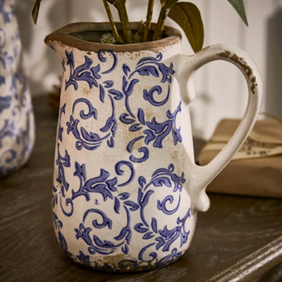Dibor Vintage Luxury Solene Small Blue Botanical Home Decor Pitcher Jug H18 X W16Cm from B&Q
