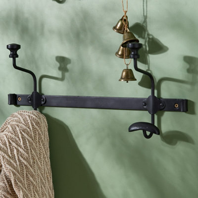 Dibor Traditional Duke Noir Double Coat Hanger Wall Hook Rack from B&Q