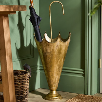 Dibor Vintage Style Regal Gold Home Decore Storage Umbrella Stand H75 X W30Cm from B&Q