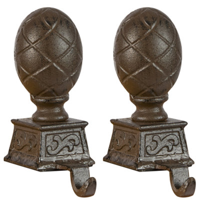 Dibor Set Of 2 Antique Brown Artichoke Decorative Stocking Hook Fireplace Stocking Holder Christmas Stocking Holder
