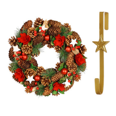 Dibor 35Cm Starry Night Front Door Christmas Wreath With Star Wreath Hanger from B&Q