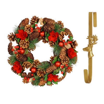 Dibor 35Cm Starry Night Front Door Christmas Wreath With Deer Wreath Hanger from B&Q