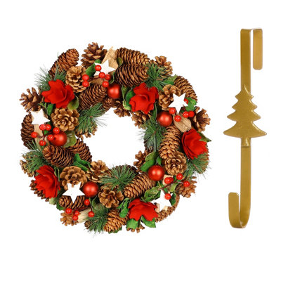 Dibor 35Cm Starry Night Front Door Christmas Wreath With Tree Wreath Hanger from B&Q