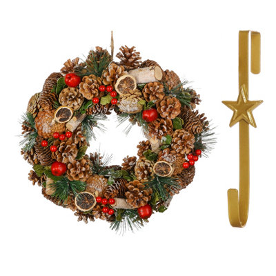 Dibor 38Cm Citrus Spice Front Door Christmas Wreath With Star Wreath Hanger from B&Q
