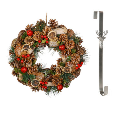 Dibor 38Cm Citrus Spice Front Door Christmas Wreath With Stag Wreath Hanger from B&Q