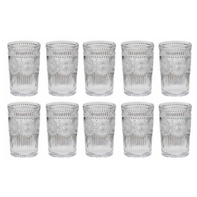 Dibor Set Of 10 Vintage Luxury Embossed Glass Highball Tumblers Wedding Decor Glasses 355Ml from B&Q