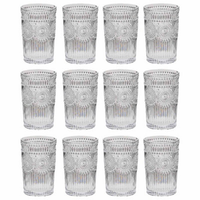 Dibor Set Of 12 Vintage Luxury Embossed Glass Highball Tumblers Wedding Decor Glasses 355Ml from B&Q