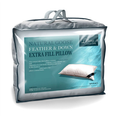 Littens Extra Filled Goose Feather & Down PillowSide Sleeper 230Tc Cotton 48Cm X 74Cm (19" X 29") from B&Q